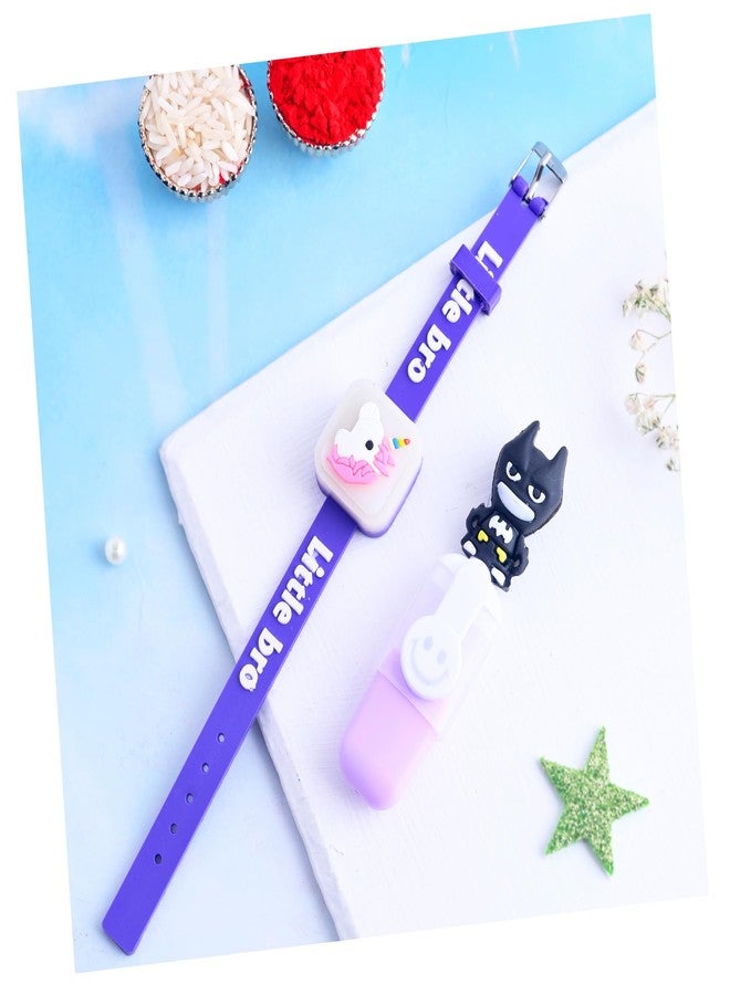 ascension Cute Cartoon Character Kids Rakhi Wrist Slap Band for Kids Cute Fancy Soft Rubber Bracelet for Girls & Boys Brother With Key Chain Gift For Raksha Bandhan & Roli Tilak - Image 1